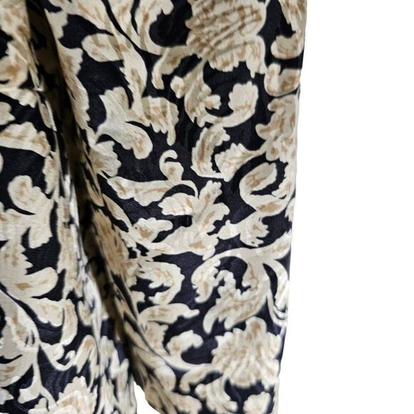 Vintage 80s Maggie London Dress Womens Size 8 Black Ivory Silk Drop Waist - Picture 6 of 9